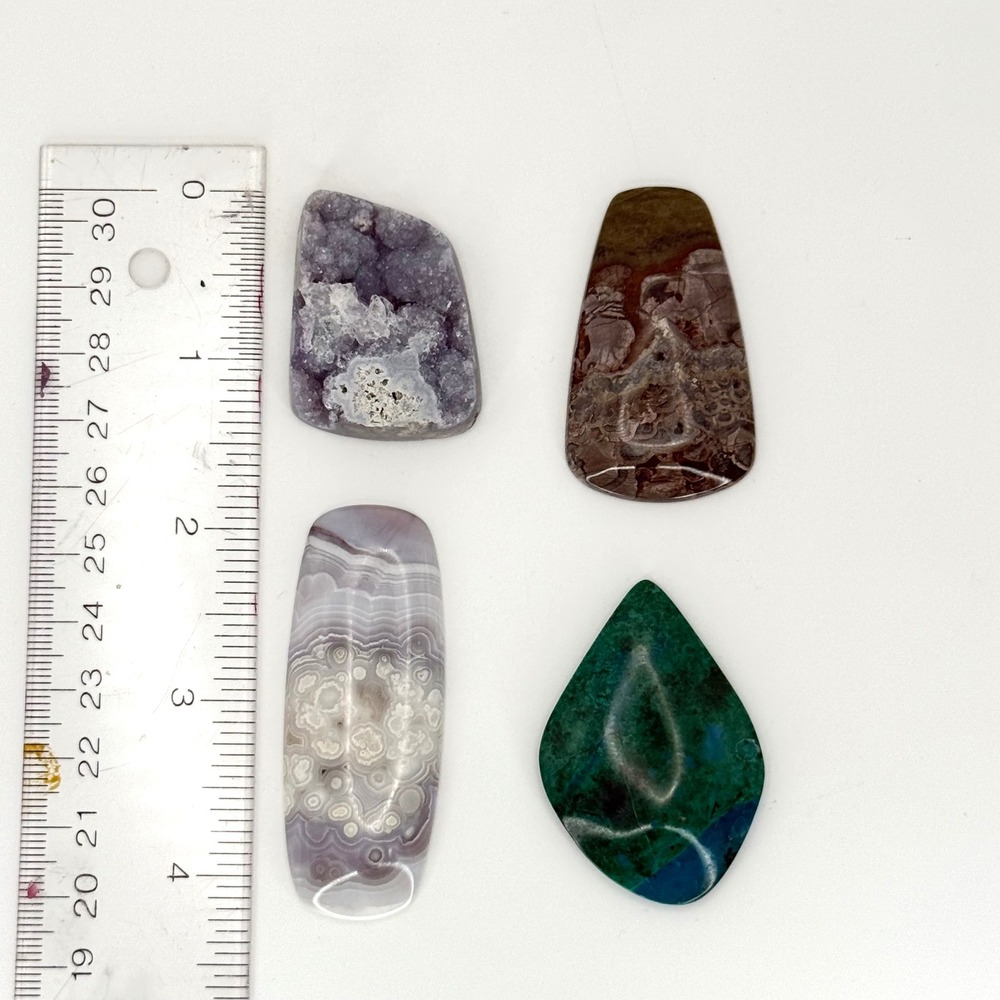 Big Natural Stone‎ Cabachons Blue Lace Agate Shattuckite Druzy Jasper Lot of 4